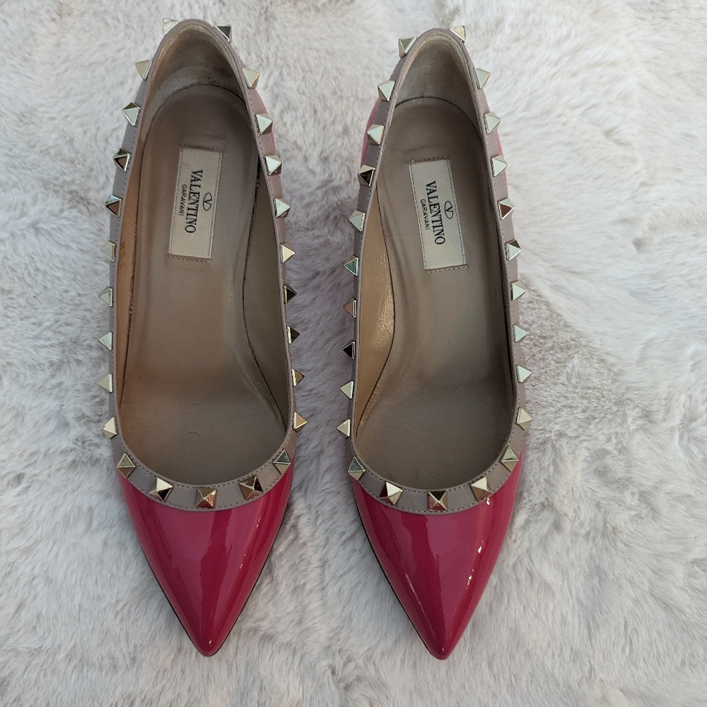 Pink Valentino Rock Stud Wedge Heels